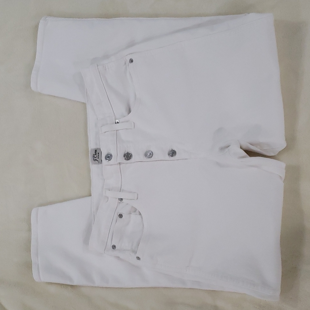 J. Crew Vintage Straight Button Fly White Ankle Denim Jeans Size 30/10